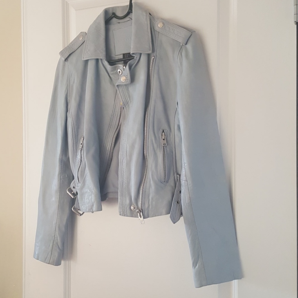 NWT Blue leather Moto jacket xs